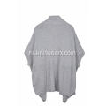 Gebreide geribbelde poncho-cape voor dames met open voorkant